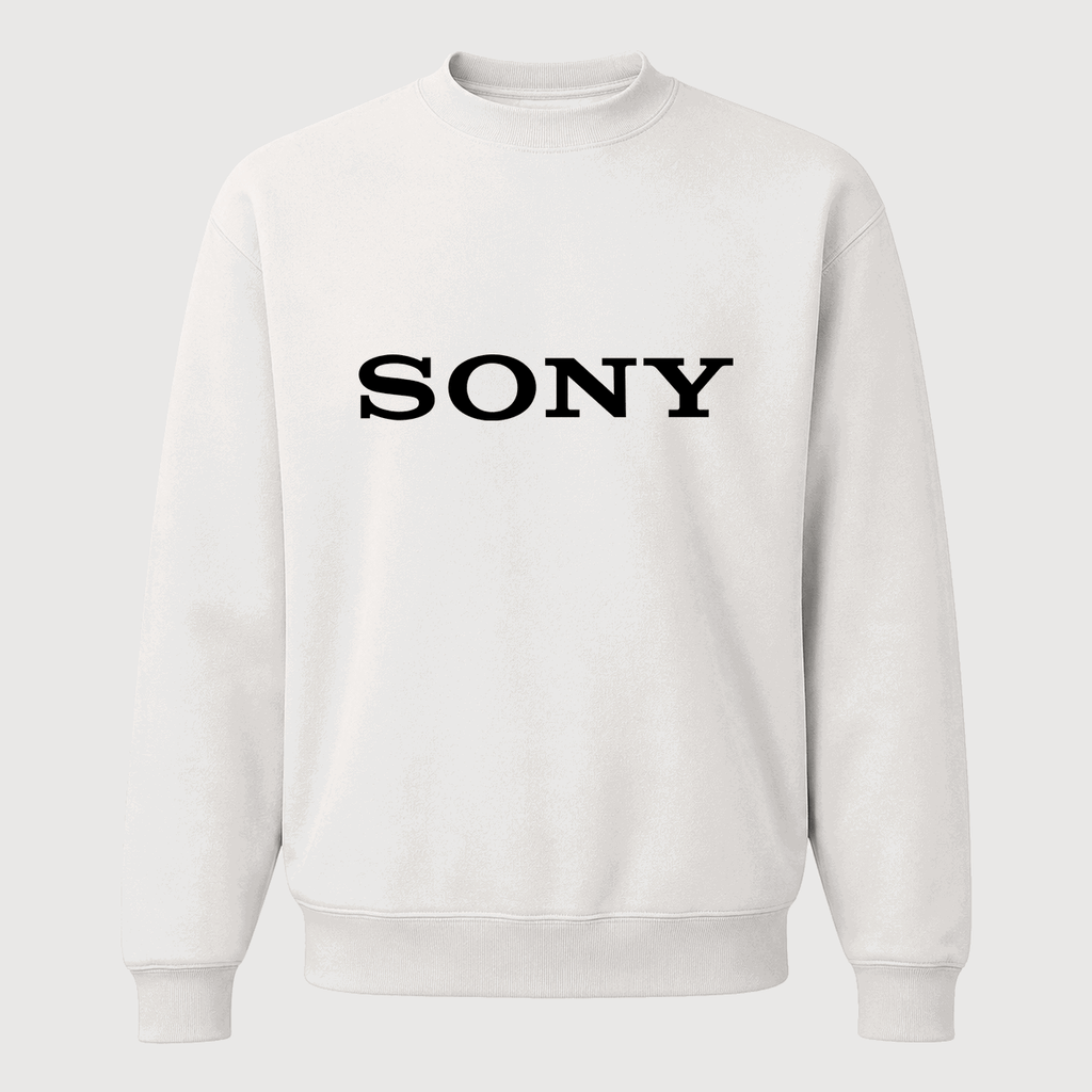 Men's Sony Black Logo Crewneck Sweatshirt - White