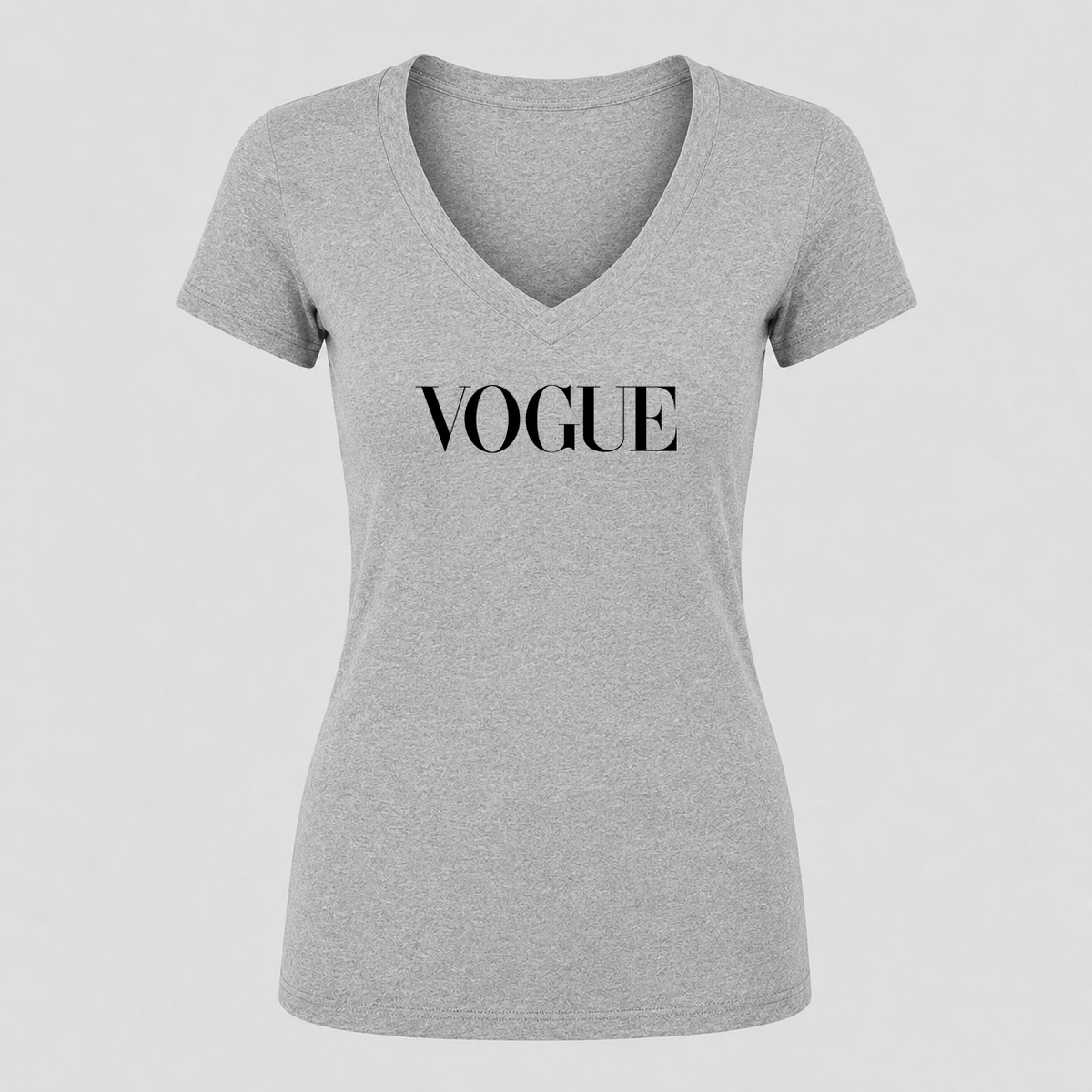 Women's VOGUE V Neck T-Shirt in gray
