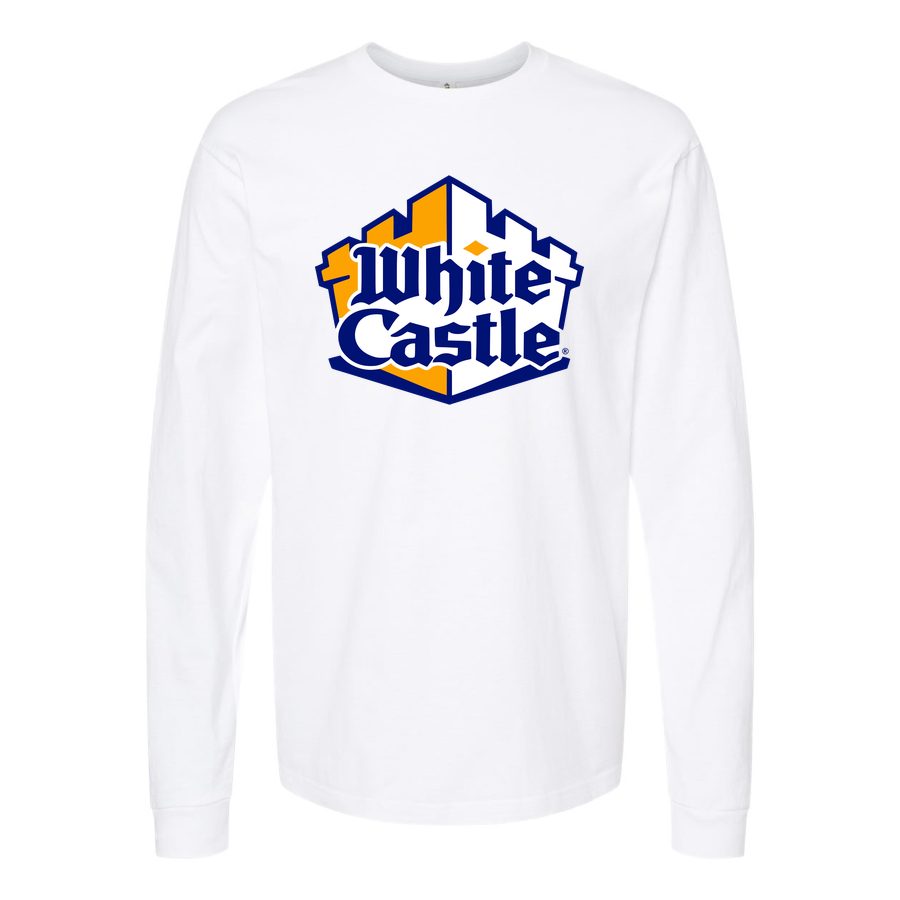 Men's White Castle Long sleeves Cotton Blend T-Shirt - White