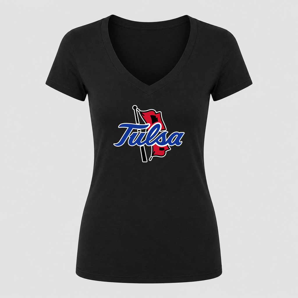 Women's Tulsa Golden Hurricane V Neck T-Shirt in black