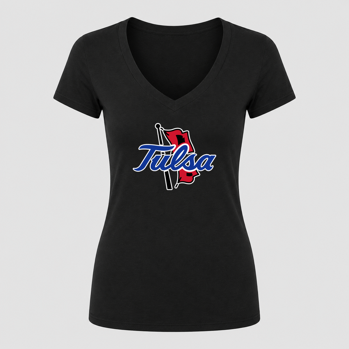 Women's Tulsa Golden Hurricane V Neck T-Shirt in black