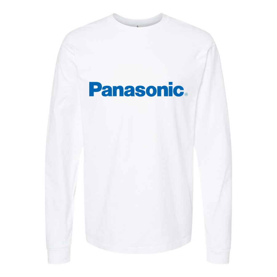 Men's Panasonic-logo-1536x864 Long sleeves Cotton Blend T-Shirt - White