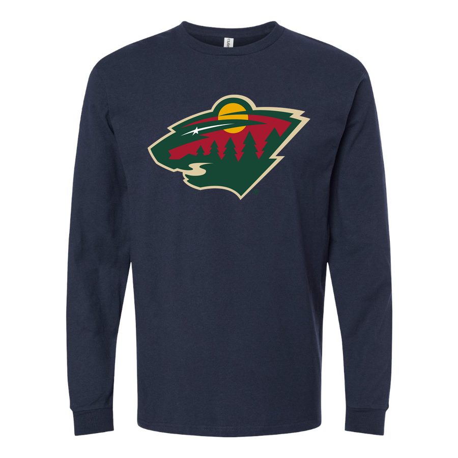Men's Minnesota Wild Long sleeves Cotton Blend T-Shirt - Navy