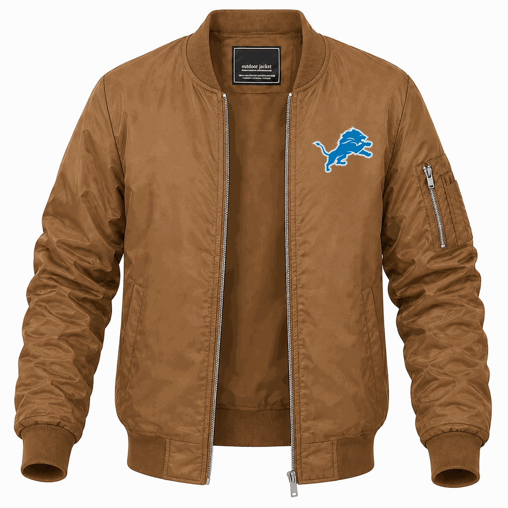 Men's Detroit Lions Lightweight Bomber Jacket - Brown