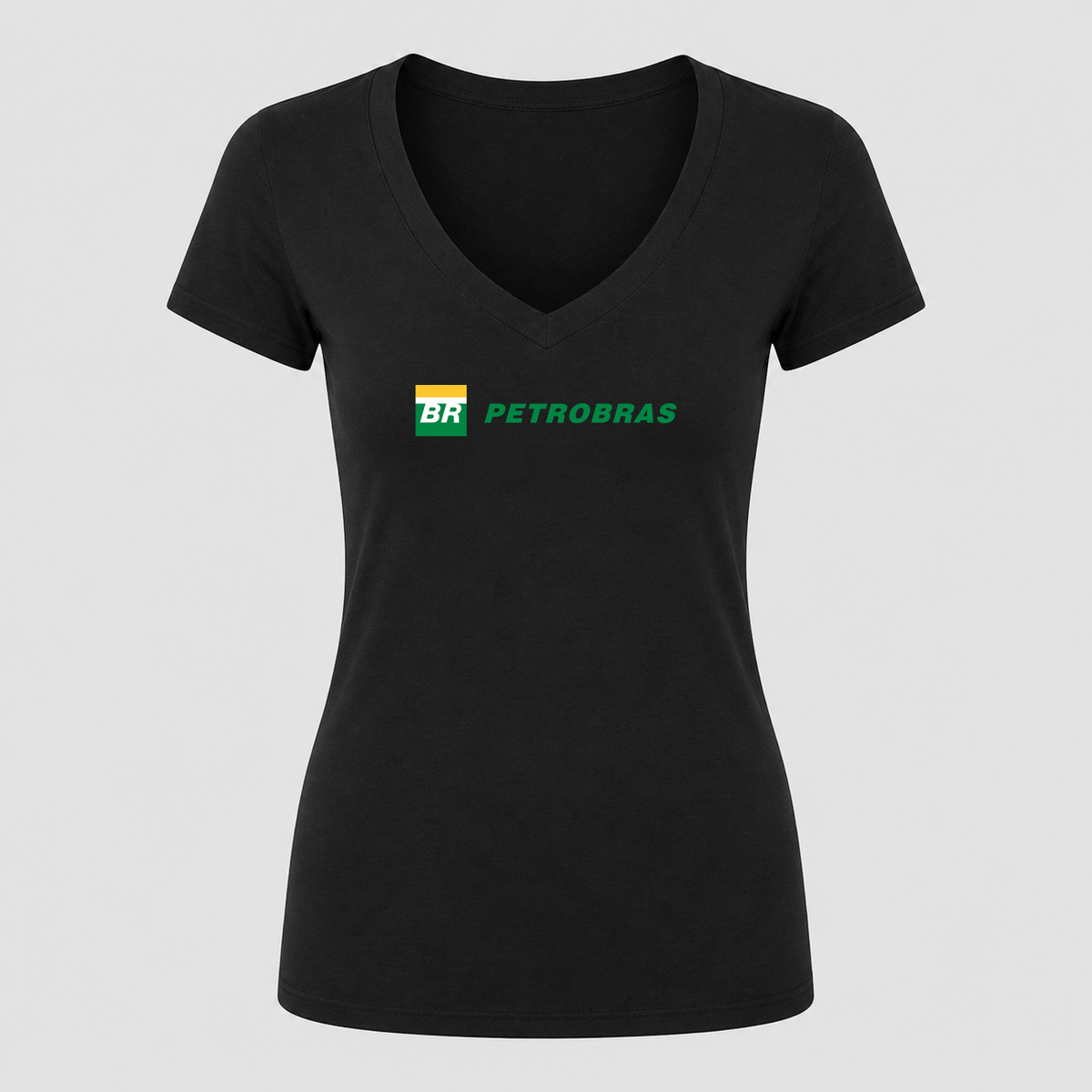 Women's Petrobras V Neck T-Shirt in black