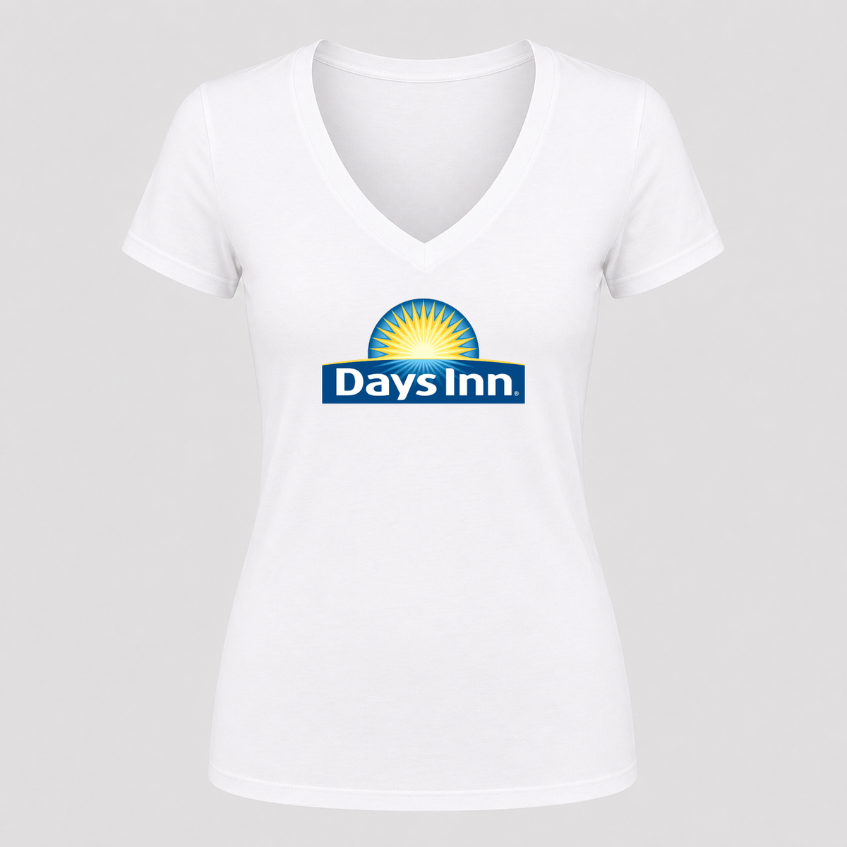 Women's Days Inn V Neck T-Shirt in white