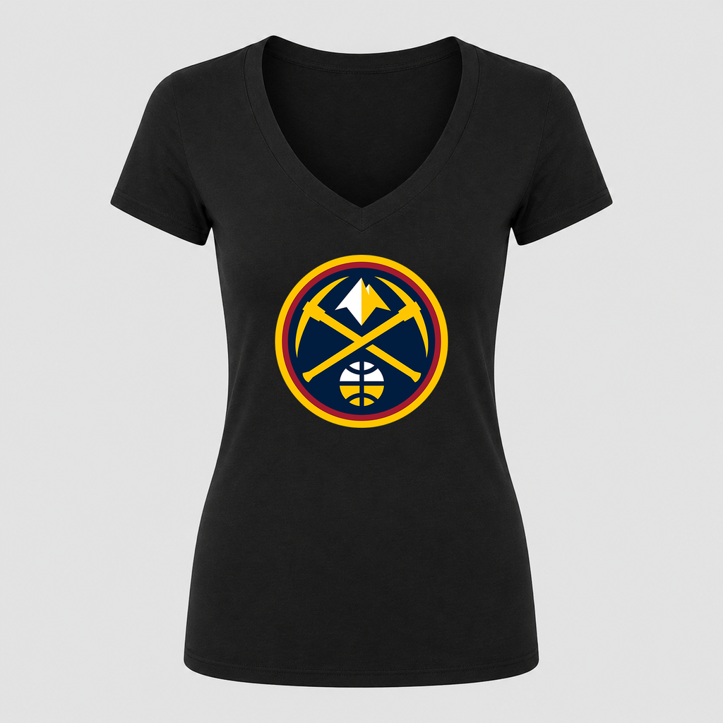 Women's Denver Nuggets V Neck T-Shirt in black