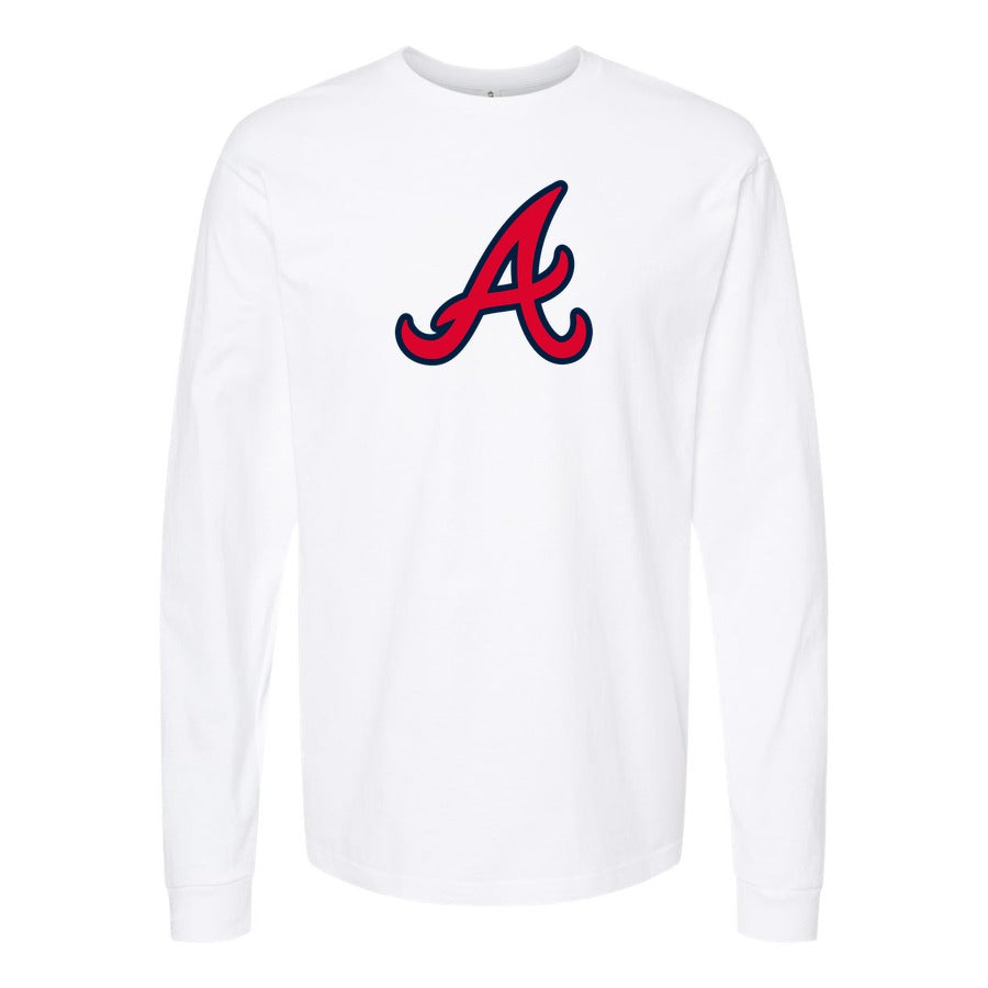 Men's Atlanta Braves Long sleeves Cotton Blend T-Shirt - White
