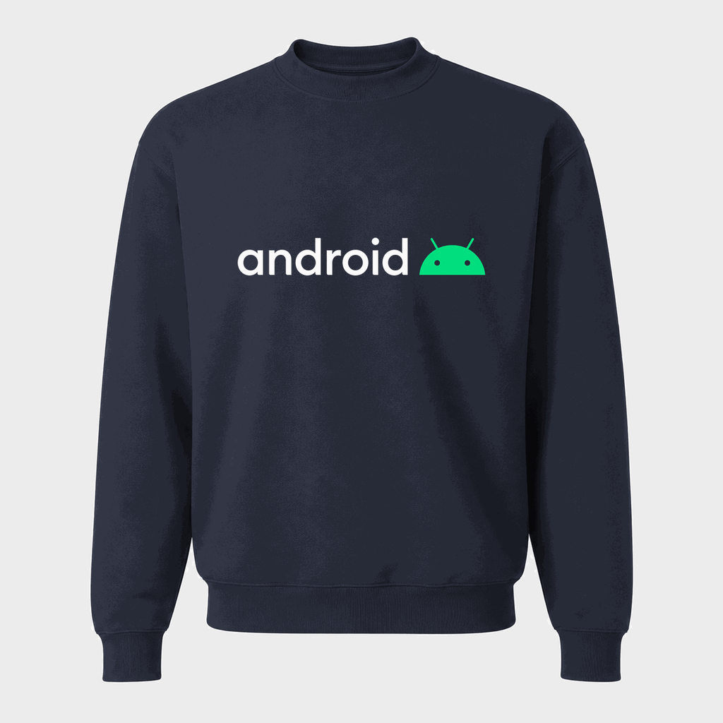 Men's Android White Logo Crewneck Sweatshirt - Navy