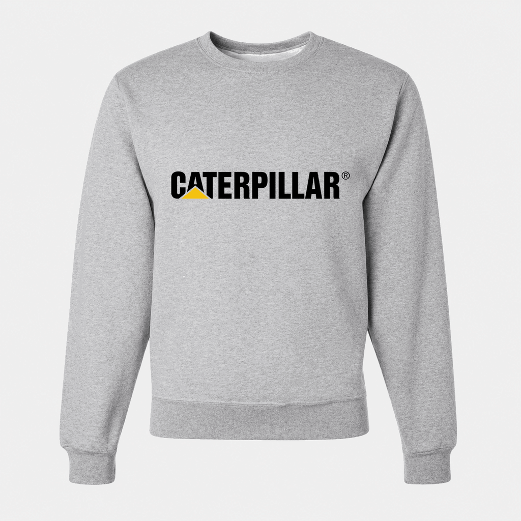 Men's Caterpillar Black Logo Crewneck Sweatshirt - Gray