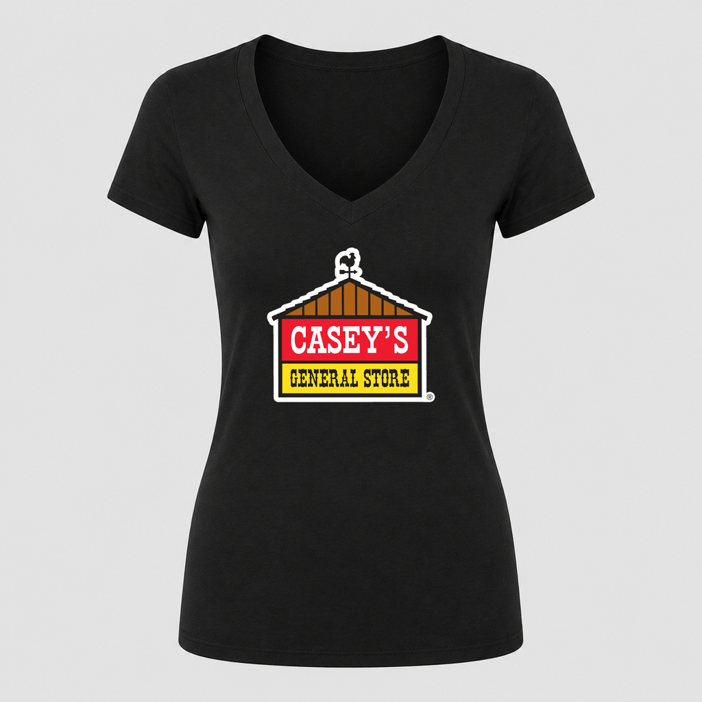 Women's Casey's General Stores V Neck T-Shirt in black