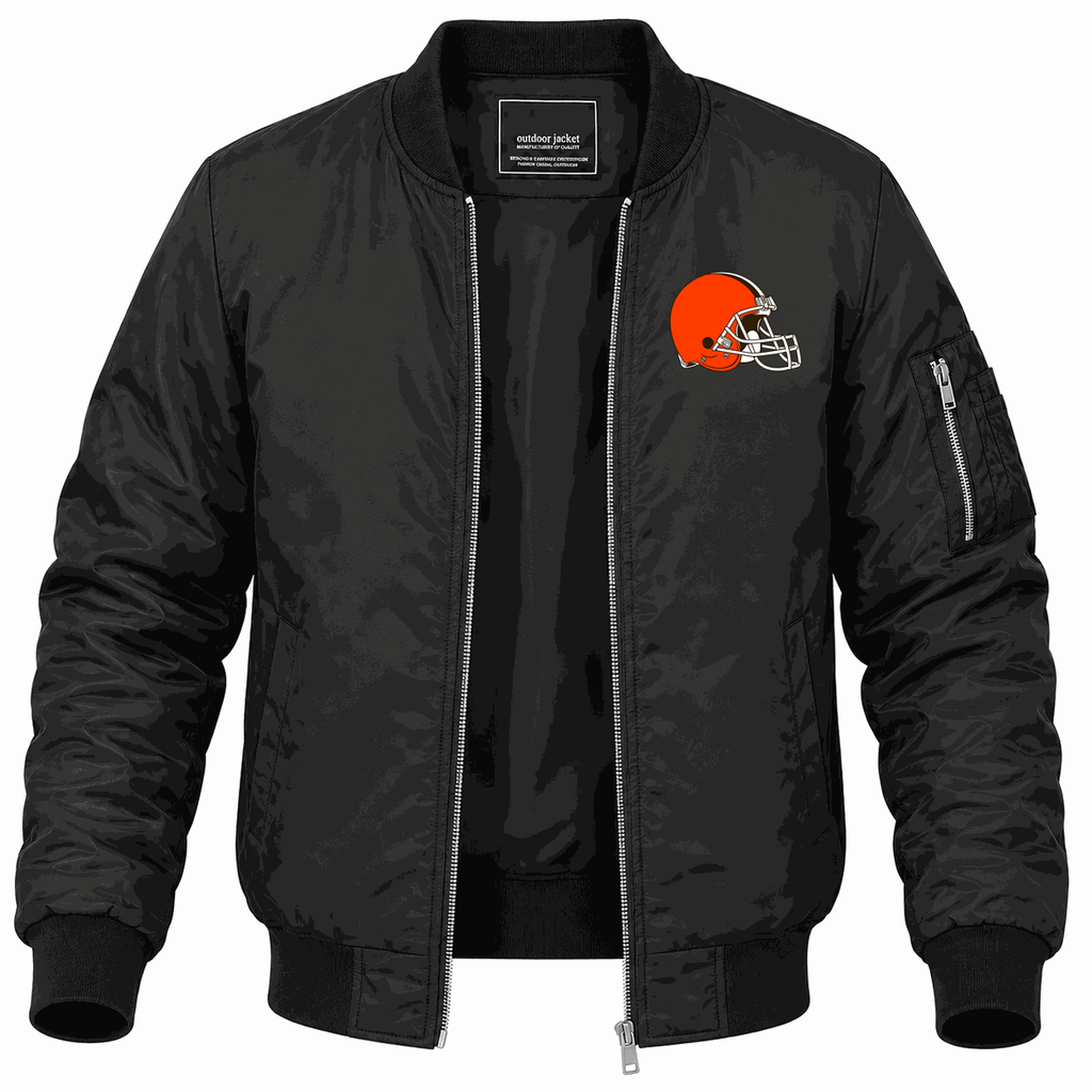 Men's Cleveland Browns Lightweight Bomber Jacket - Black