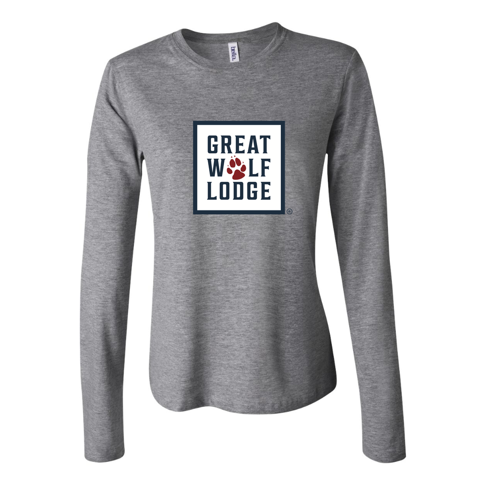 Women's Great Wolf Lodge logo 1536x864 Long Sleeve T-Shirt - Gray