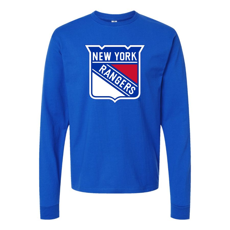 Men's New York Rangers Long sleeves Cotton Blend T-Shirt - Blue