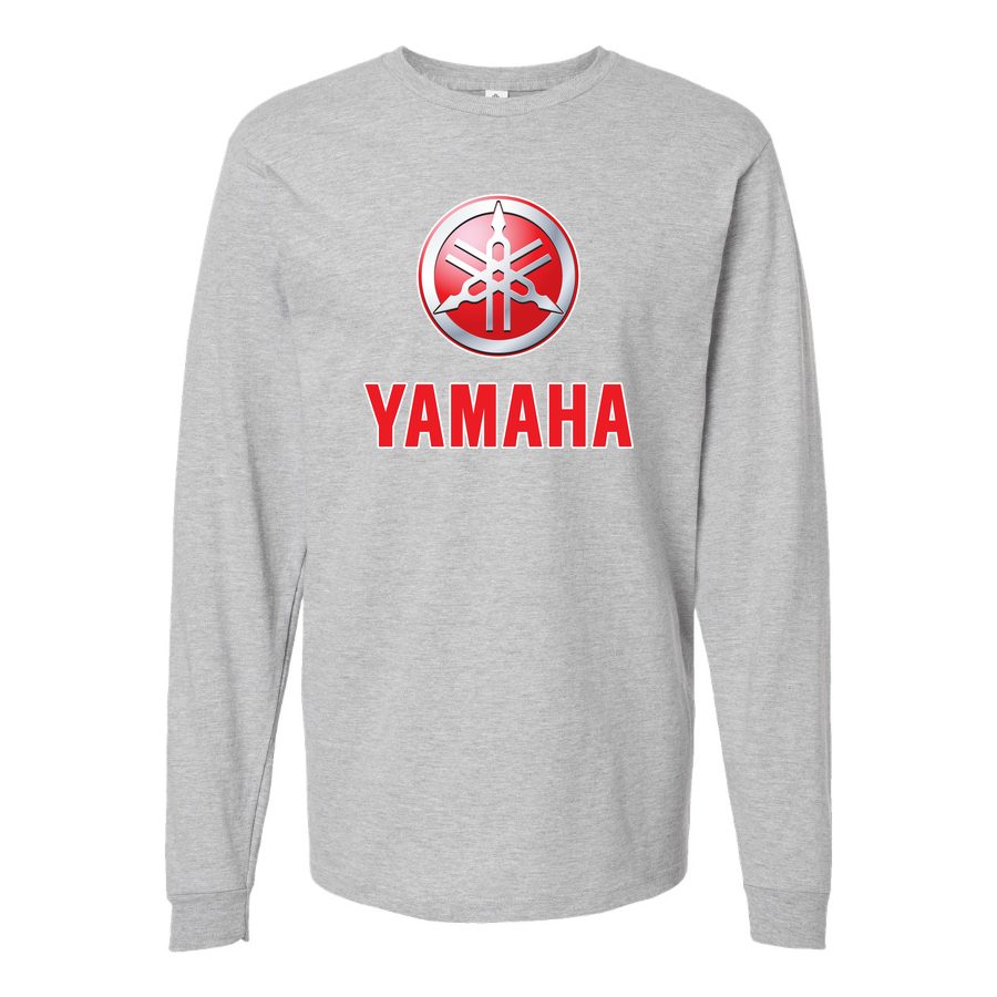 Men's YAMAHA Logo Long sleeves Cotton Blend T-Shirt - Gray