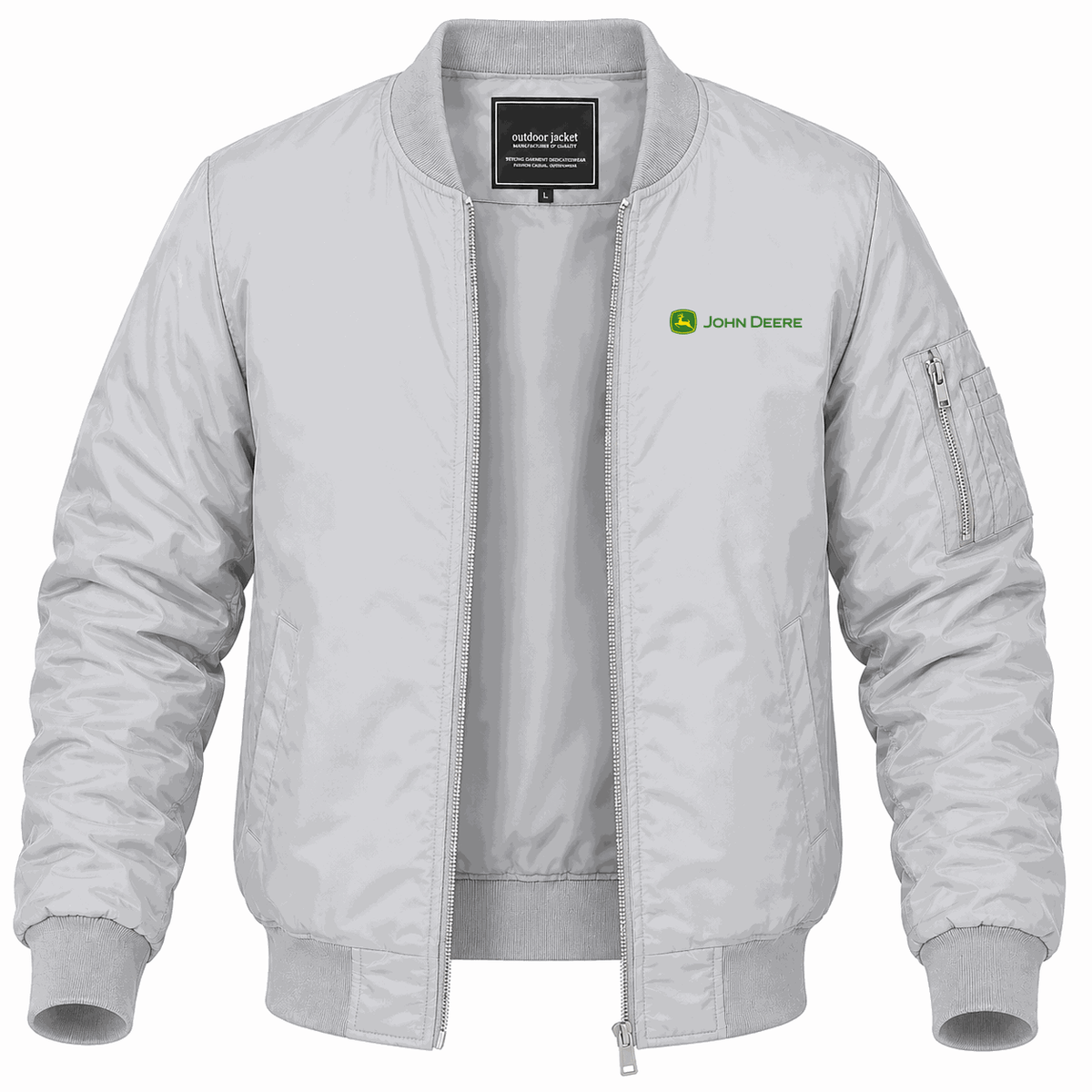 Men's John Deere Design Lightweight Bomber Jacket - Gray