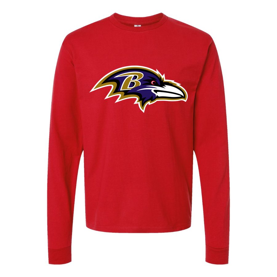 Men's Baltimore Ravens Long sleeves Cotton Blend T-Shirt - Red