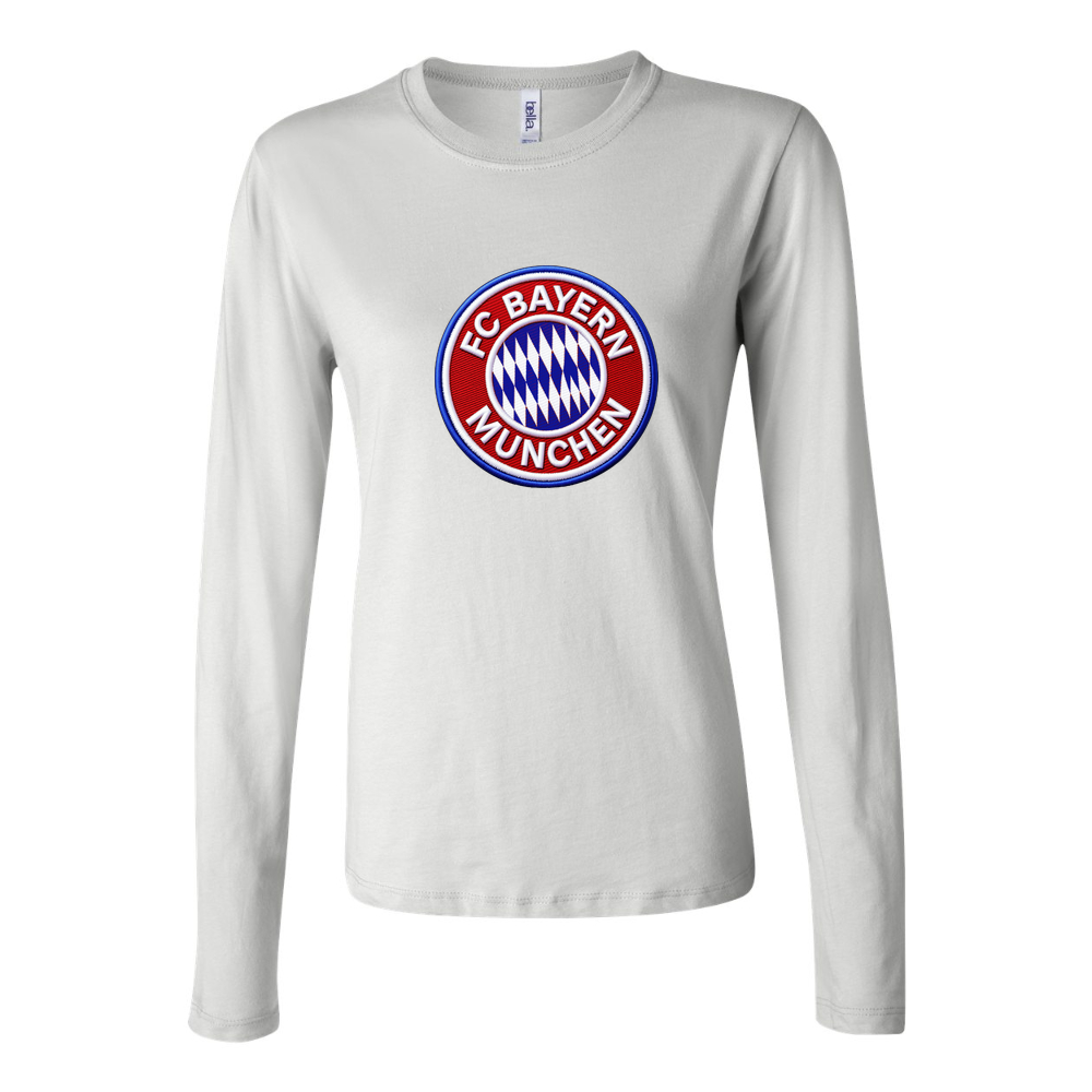 Women's FC Bayern Munich Soccer Embroidery Long Sleeve T-Shirt - White