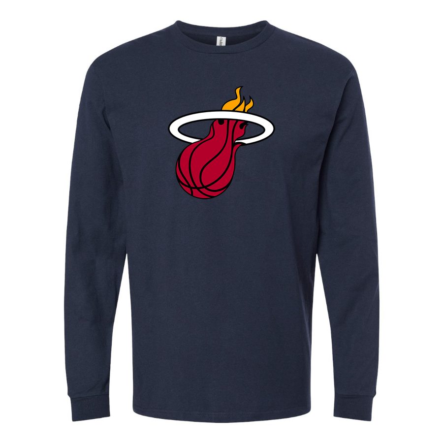 Men's Miami Heat Long sleeves Cotton Blend T-Shirt - Navy