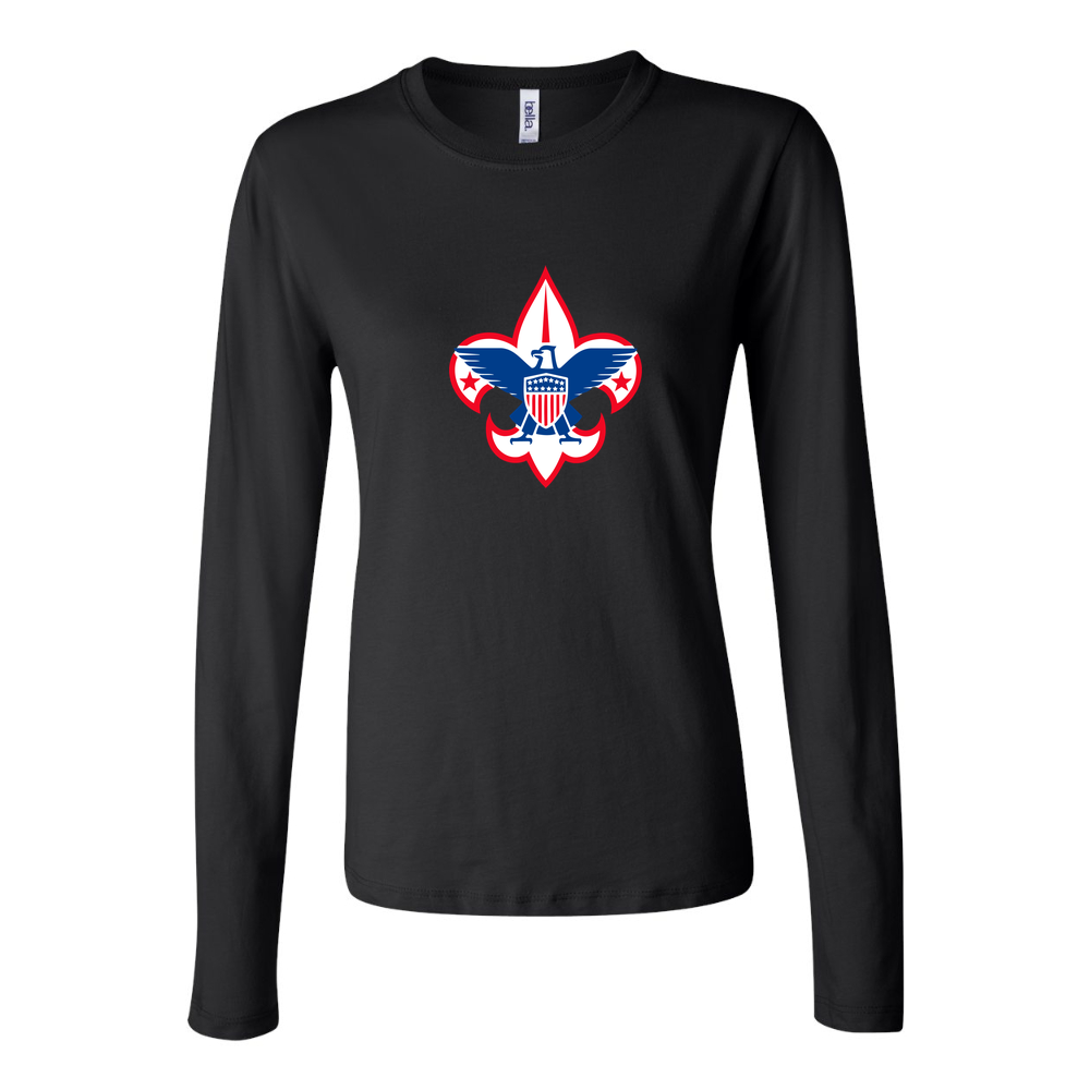 Women's Boy Scout Logo 1536x864 Long Sleeve T-Shirt - Black