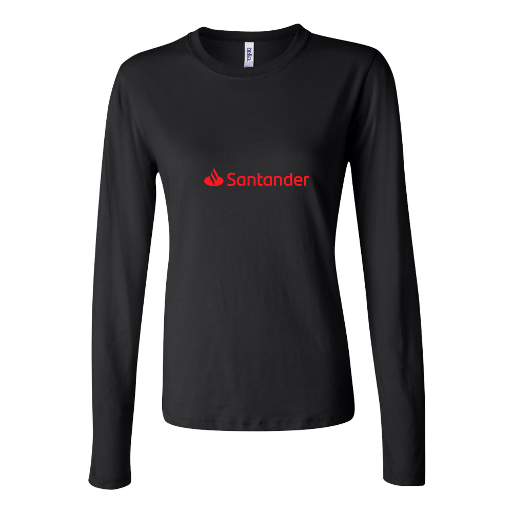 Women's Santander Logo 1536x864 Long Sleeve T-Shirt - Black
