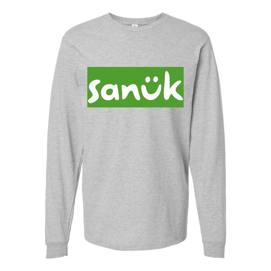 Men's Sanuk-Logo-1536x864 Long sleeves Cotton Blend T-Shirt - Gray