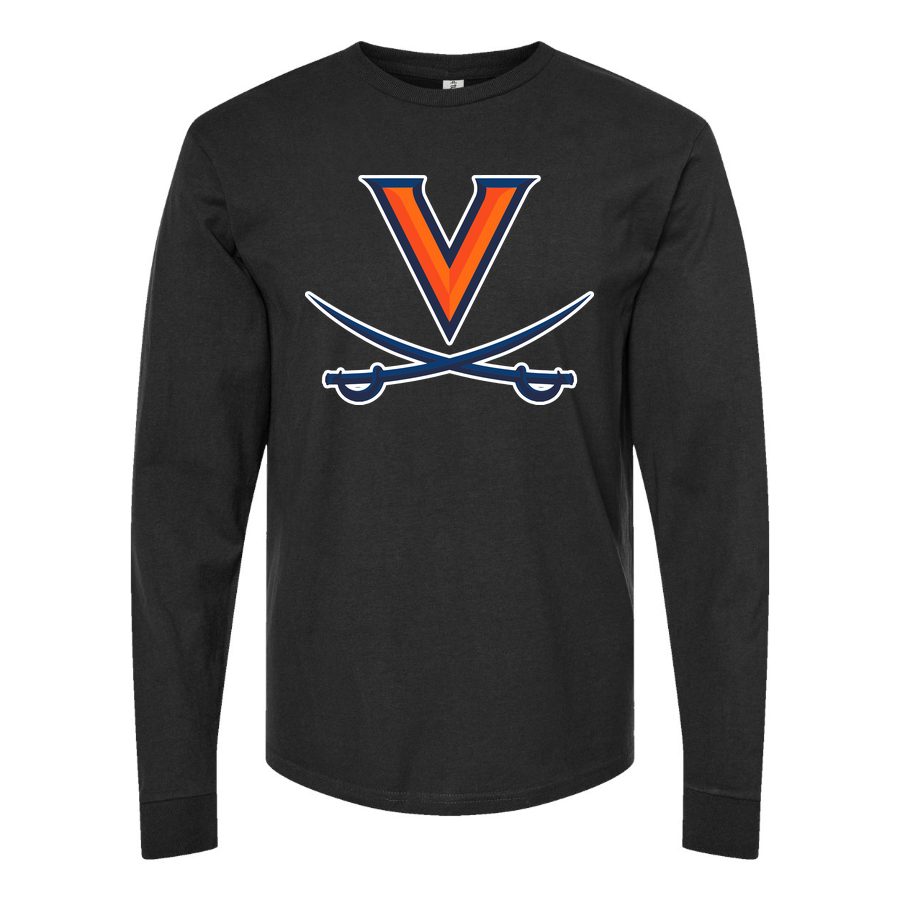 Men's Virginia Cavaliers Logo Long sleeves Cotton Blend T-Shirt - Black