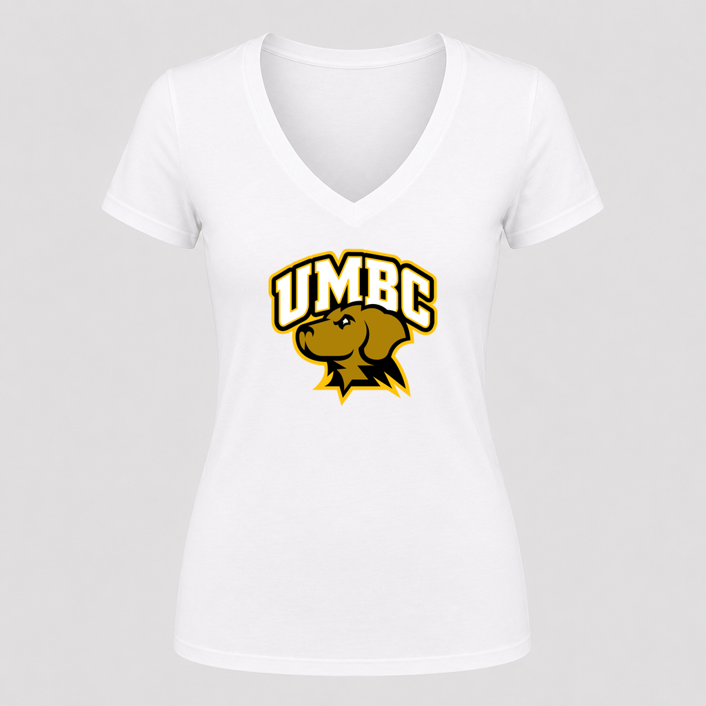 Women's UMBC Retrievers V Neck T-Shirt in white