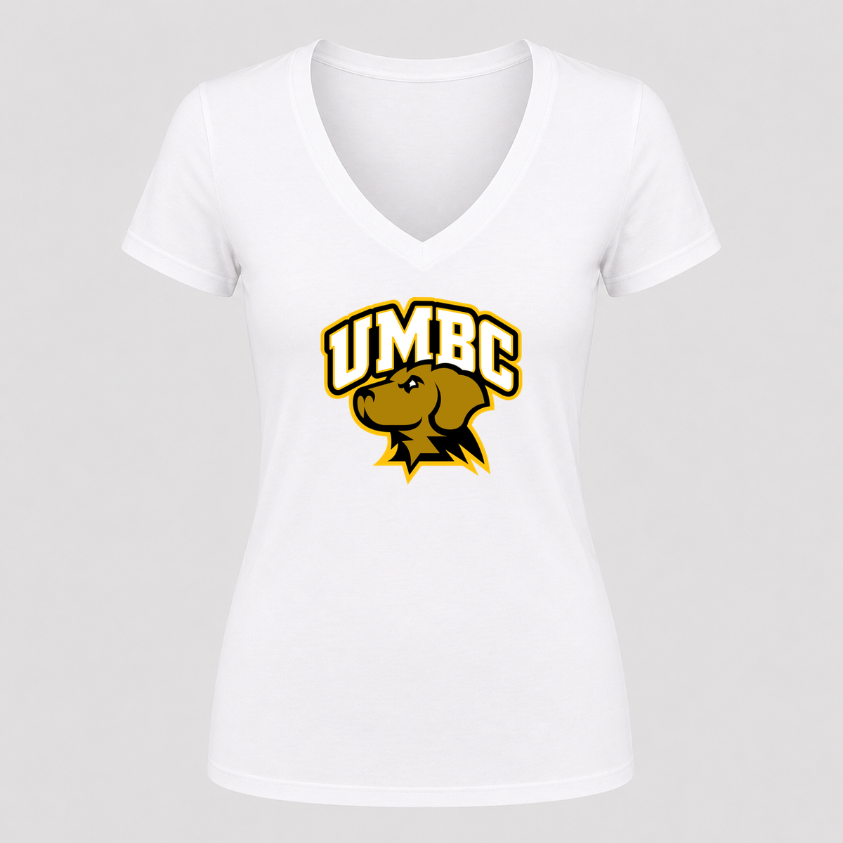 Women's UMBC Retrievers V Neck T-Shirt in white