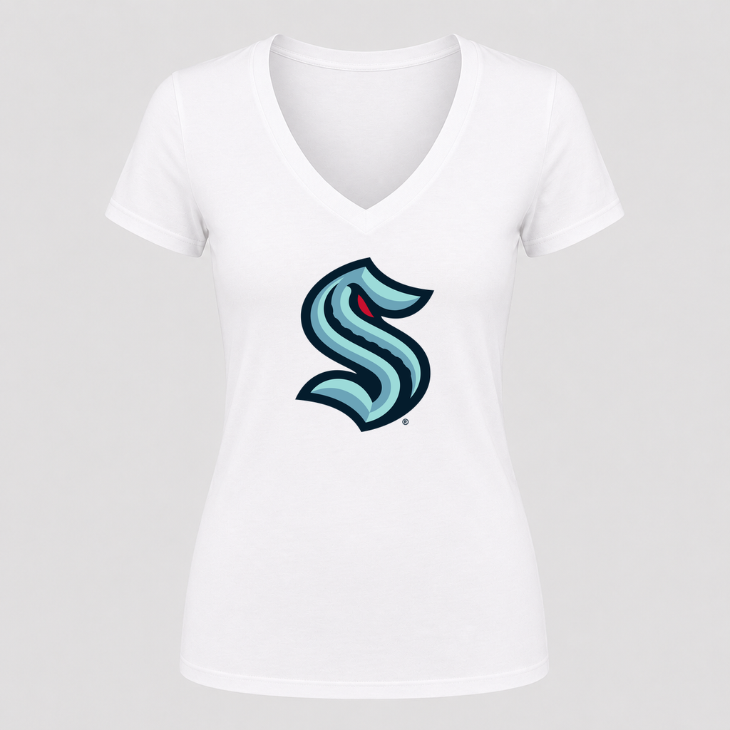 Women's Seattle Kraken V Neck T-Shirt in white