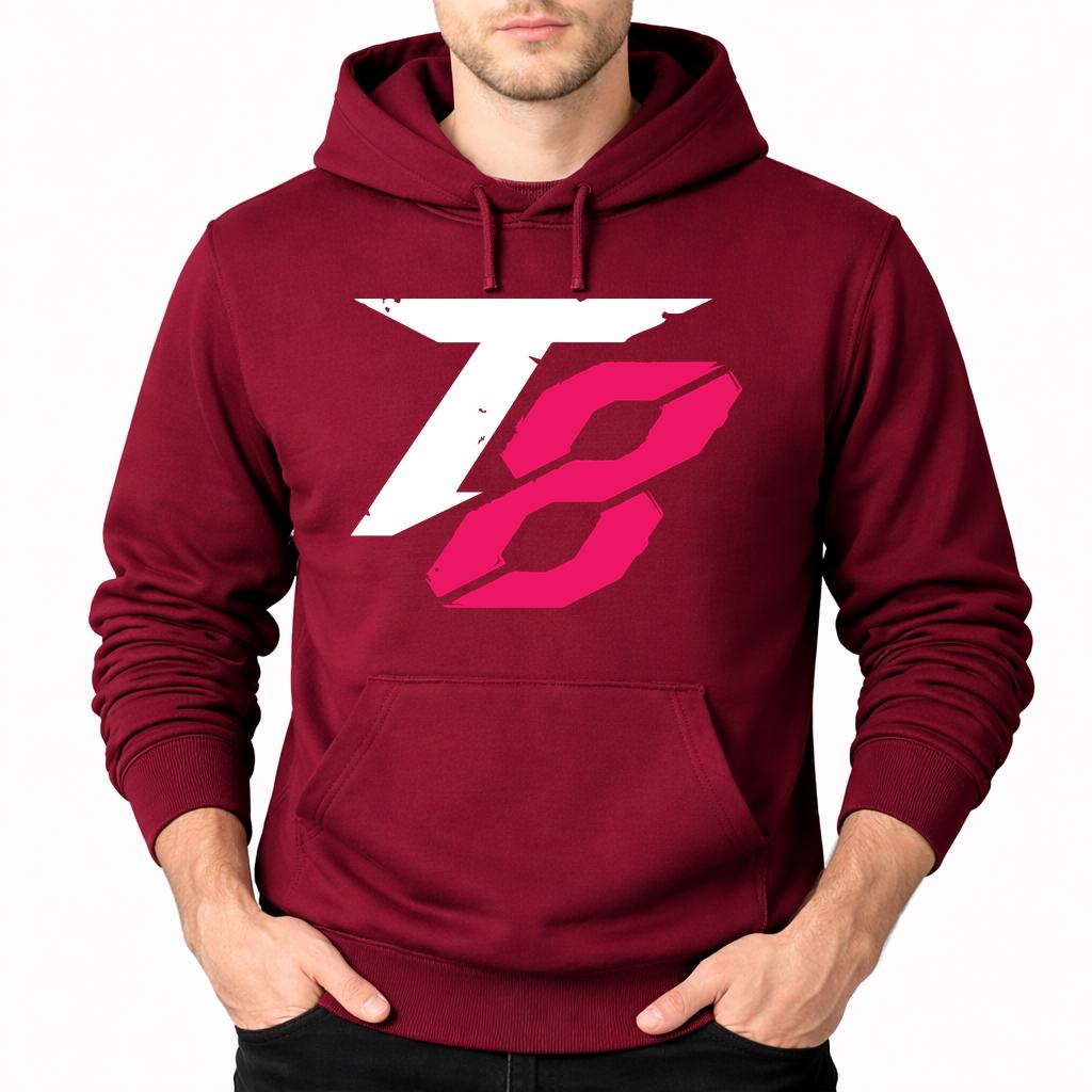 Men's Tekken 8 White Logo Pullover Hoodie - Burgundy
