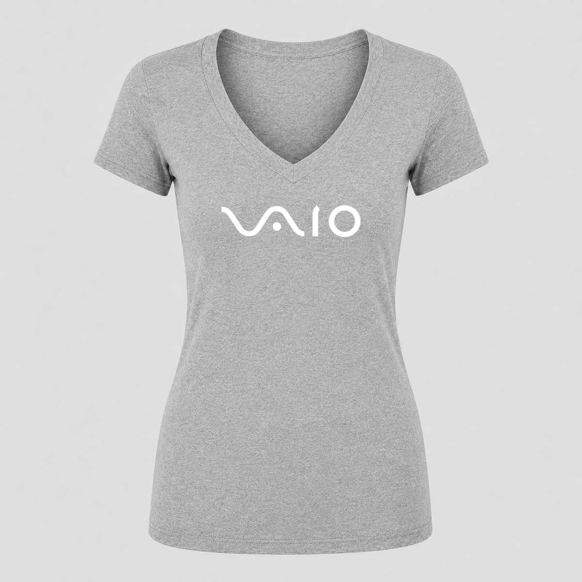 Women's Sony VAIO White Design V Neck T-Shirt in gray
