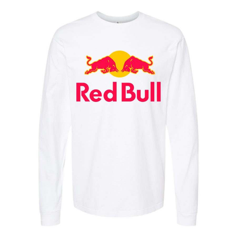 Men's Red-Bull-logo Long sleeves Cotton Blend T-Shirt - White
