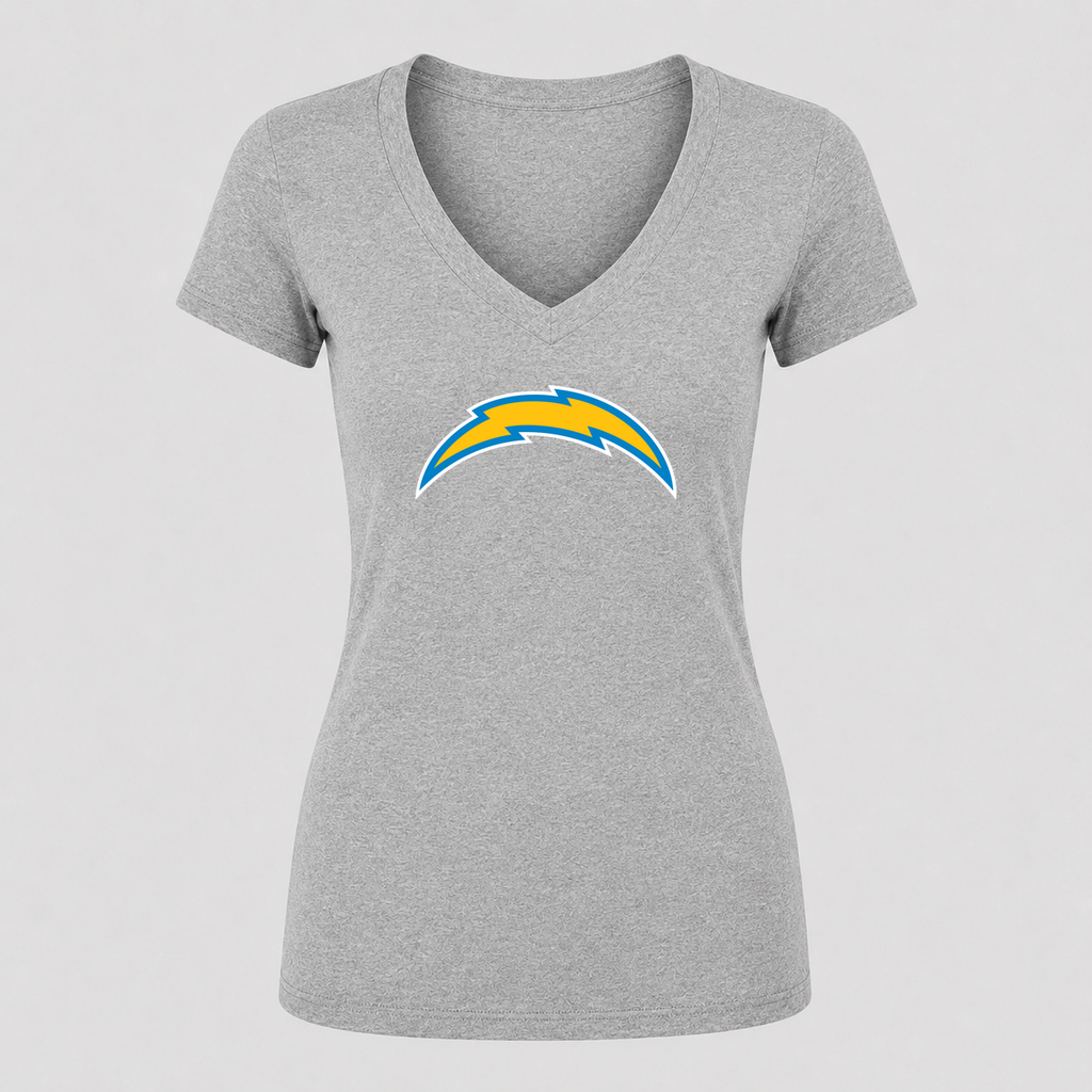 Women's Los Angeles Chargers V Neck T-Shirt in gray