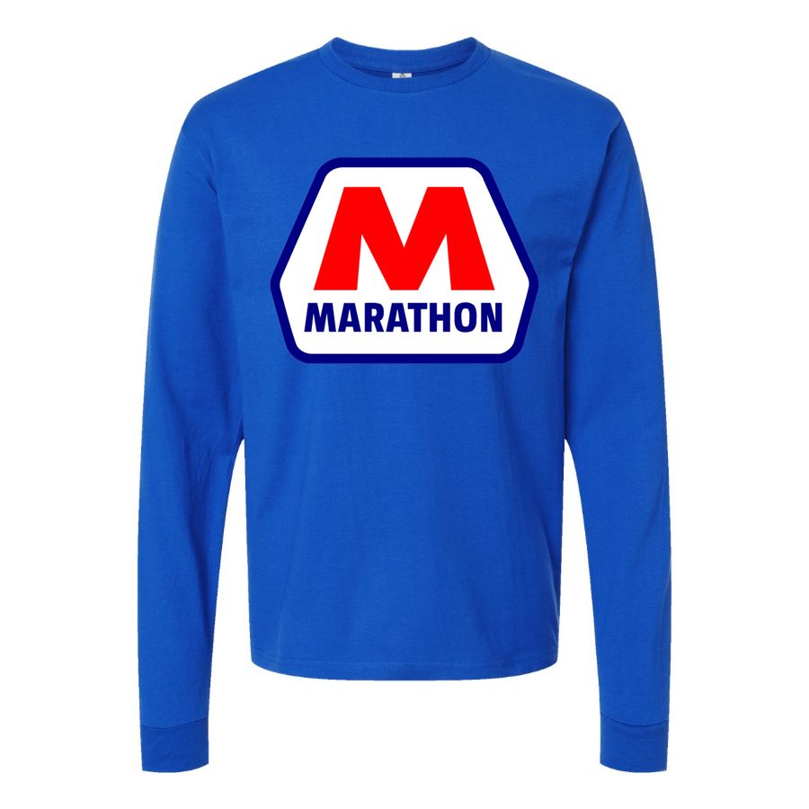 Men's Marathon-Logo Long sleeves Cotton Blend T-Shirt - Blue