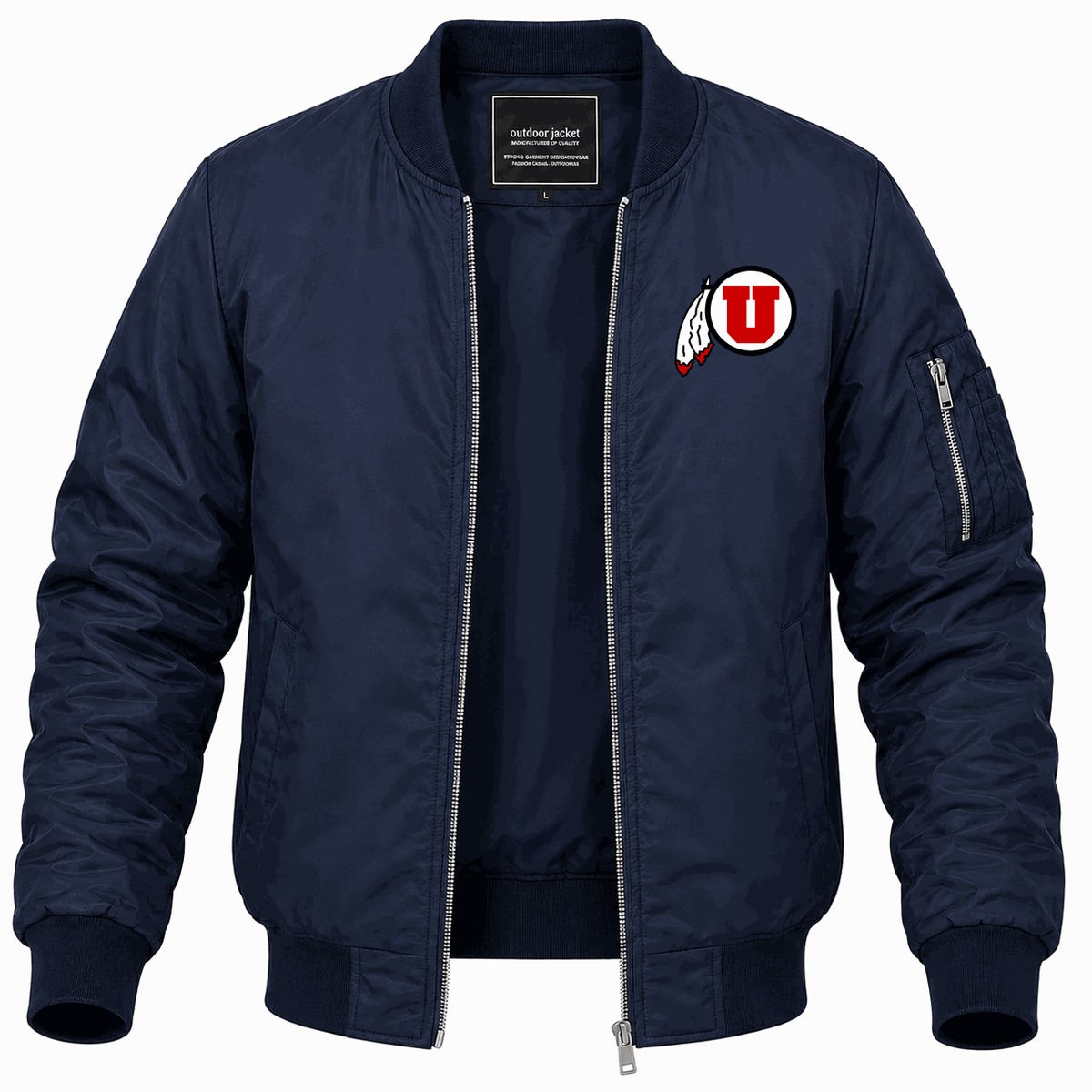 Men's Utah Utes Logo Lightweight Bomber Jacket - Navy