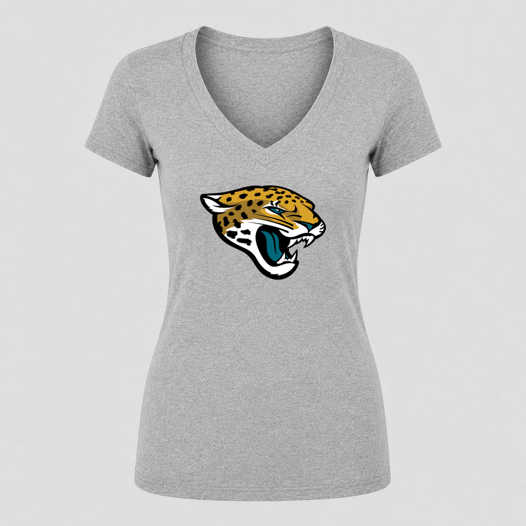 Women's Jacksonville Jaguars V Neck T-Shirt in gray