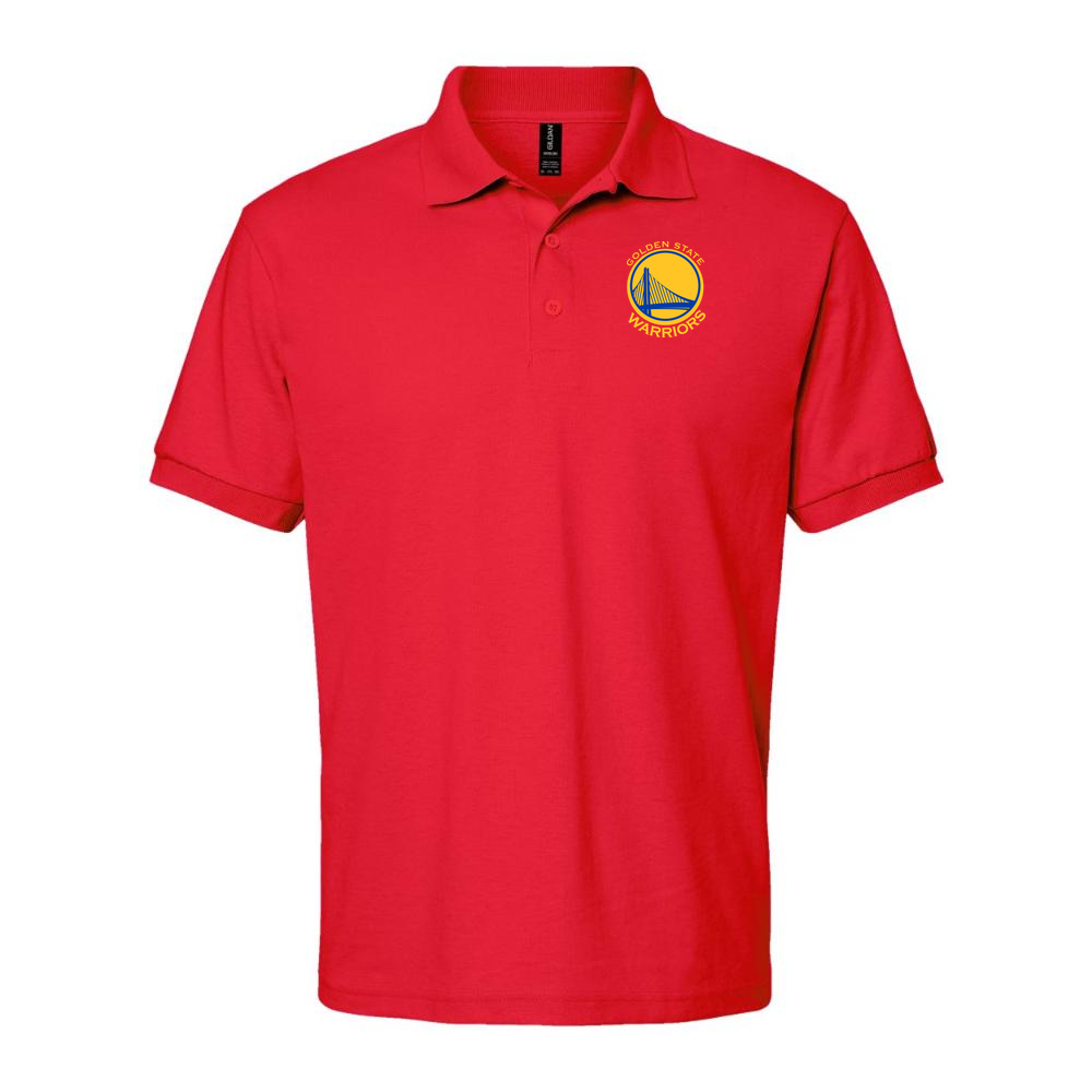 Men's Golden State Warriors Yellow Logo Dry Blend Polo - Red