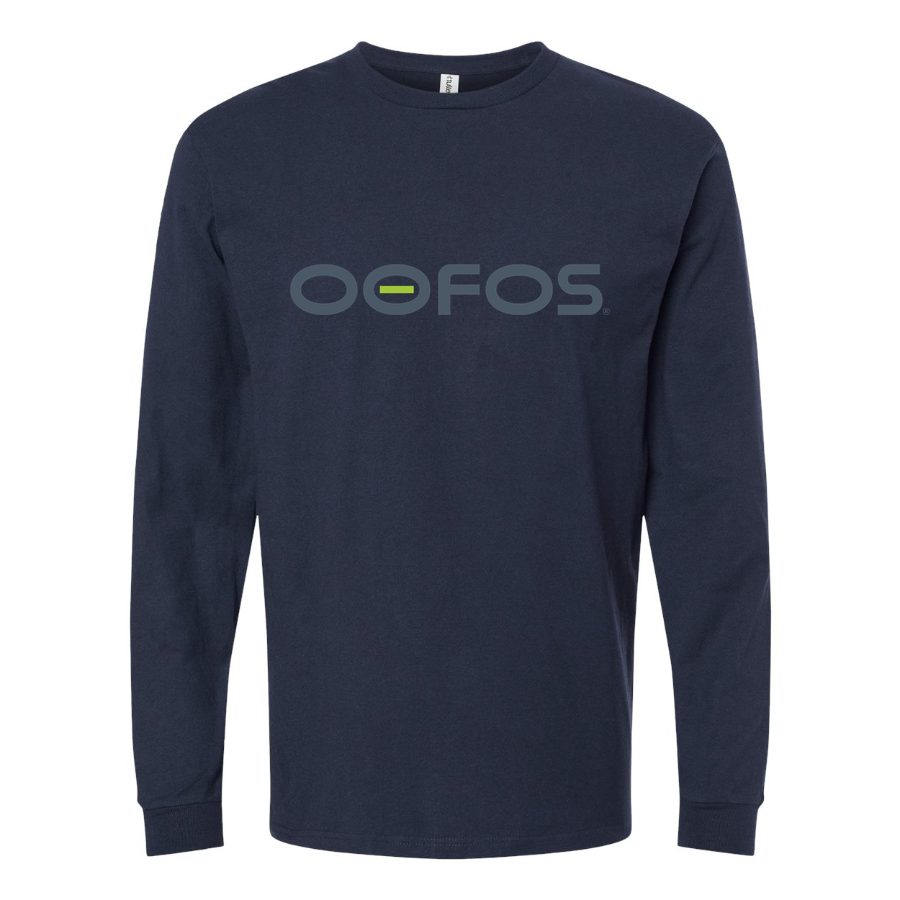Men's Oofos-Logo-1536x864 Long sleeves Cotton Blend T-Shirt - Navy