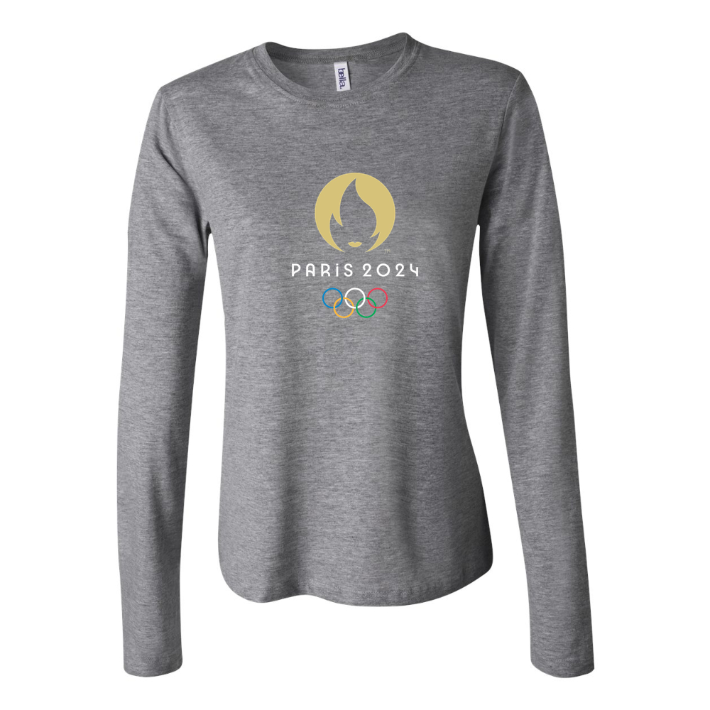 Women's Olympics 2024 Paris White Long Sleeve T-Shirt - Gray