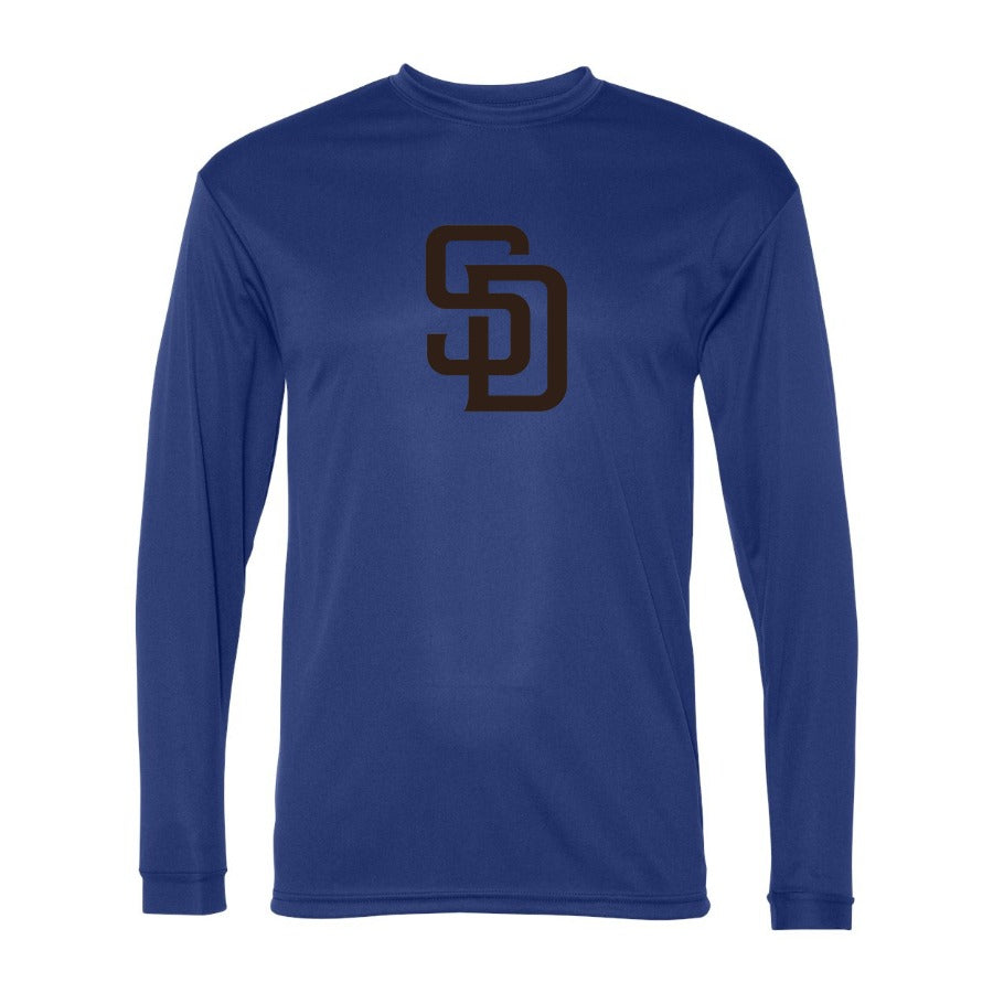 Men's San Diego Padres Polyester Long Sleeve T-Shirt - Blue