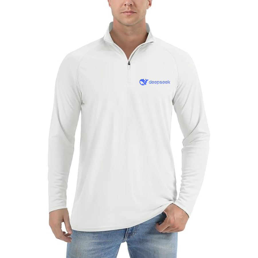DeepSeek quarter-zip athletic shirt in White