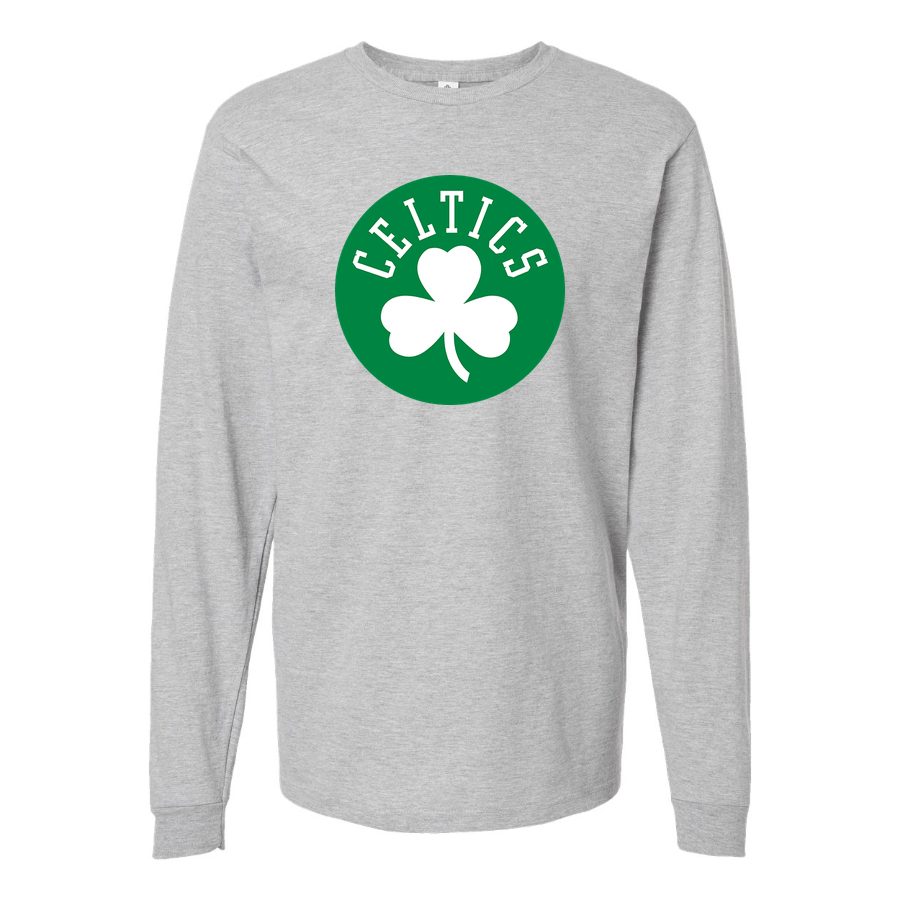 Men's Boston Celtics Long sleeves Cotton Blend T-Shirt - Gray