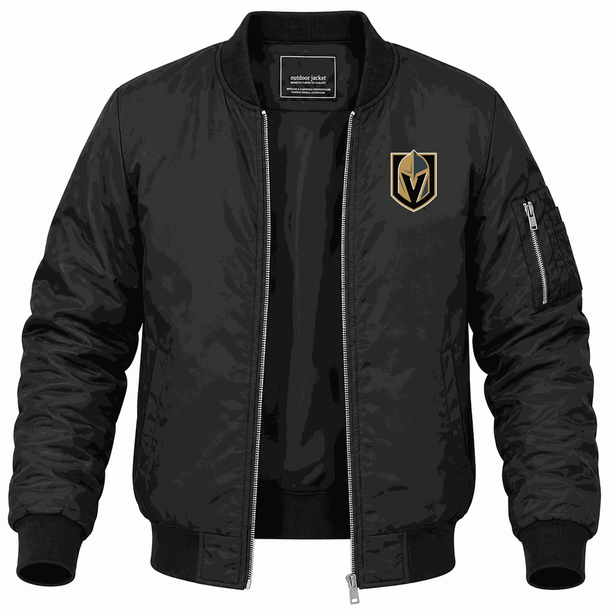 Men's Vegas Golden Knights Lightweight Bomber Jacket - Black