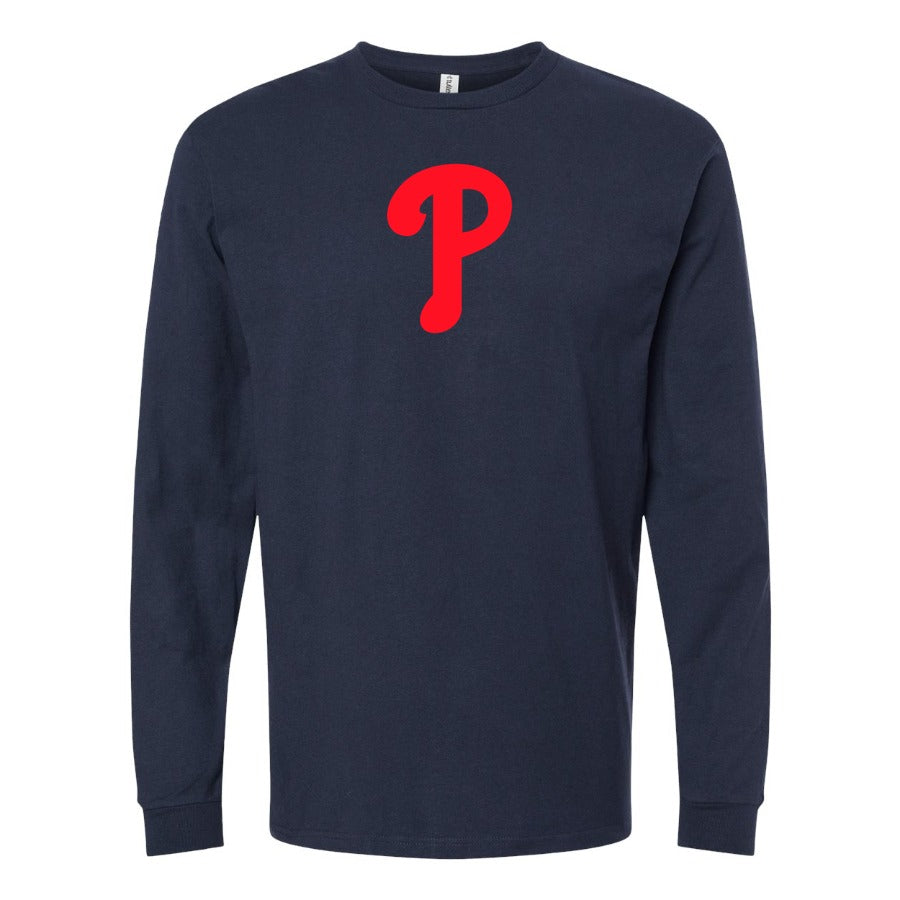Men's Philadelphia Phillies Long sleeves Cotton Blend T-Shirt - Navy