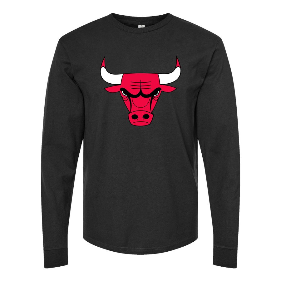 Men's Chicago Bulls Long sleeves Cotton Blend T-Shirt - Black