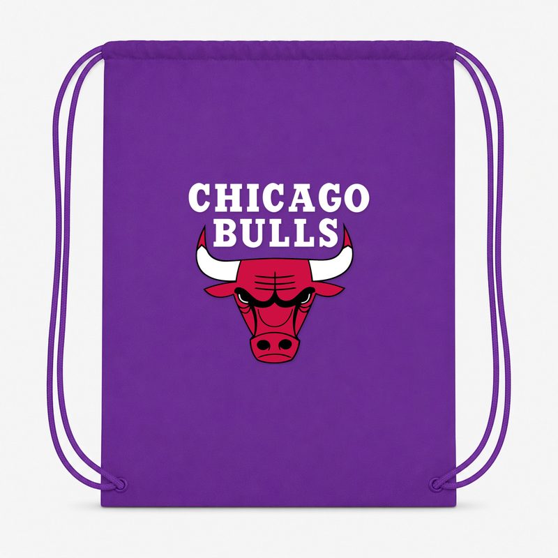 Chicago Bulls White Drawstring Bag - Purple