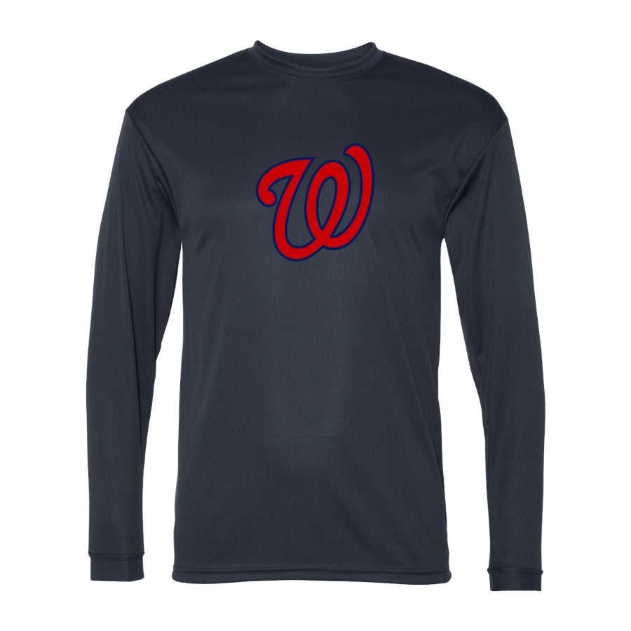 Men's Washington Nationals Polyester Long Sleeve T-Shirt - Navy
