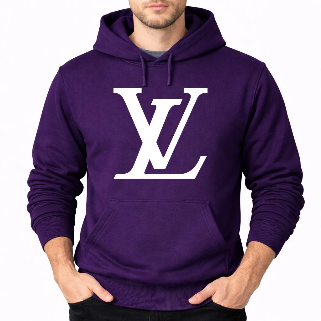 Men's Louis Vuitton White Pullover Hoodie - Purple