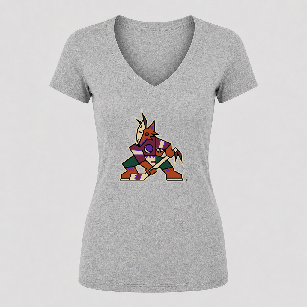 Women's Arizona Coyotes V Neck T-Shirt in gray